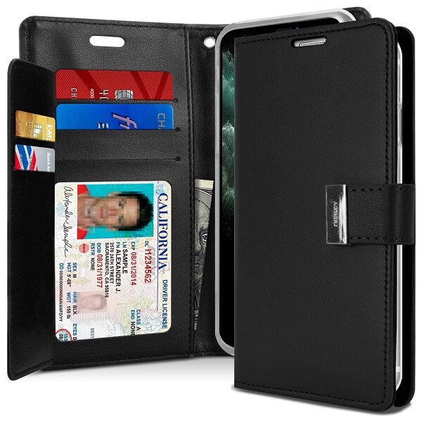Goospery iPhone 11 Pro Max Rich Diary Black Wallet Case Goospery iPhone 11 Pro Max Rich Diary Black Wallet Case